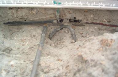 m.i.m.s. inslab heating cable with nail driven
into cable by carpet layer into the floorheat 